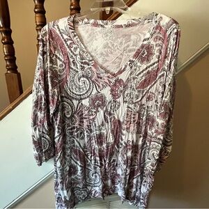 Jones & Co Paisley Print Top Plus Size